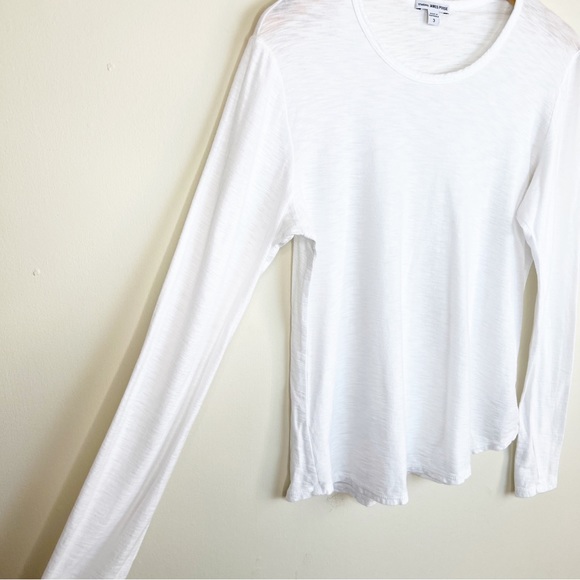 Standard James Perse Sheer Slub White Long Sleeve Top Size Large - Picture 5 of 7